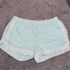 Vineyard Vines Aqua Striped High Waist Shorts